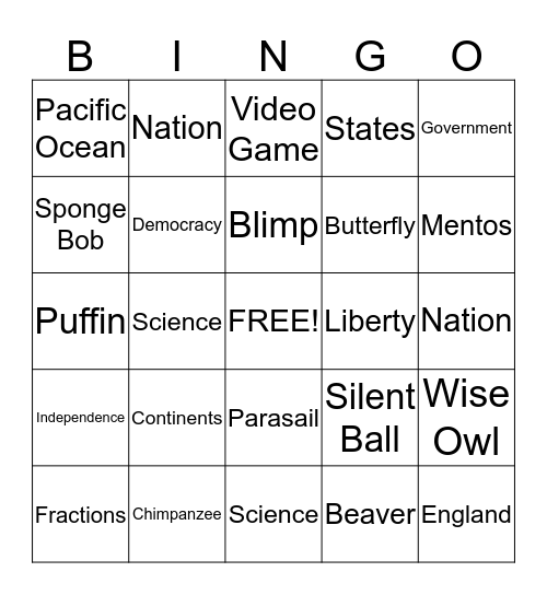 Untitled Bingo Card