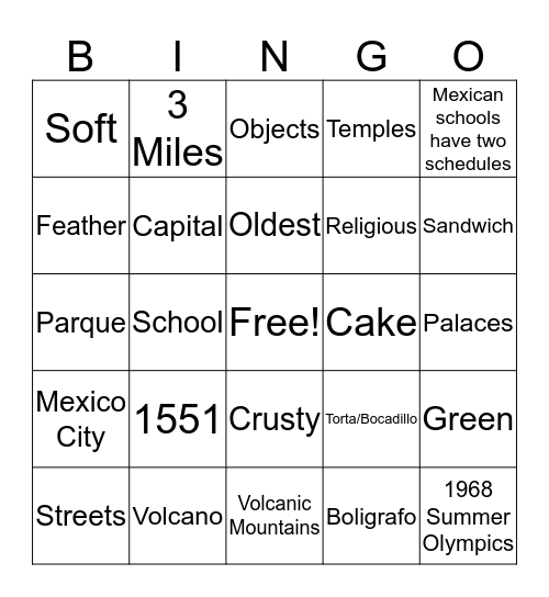 Culture Bingo Card