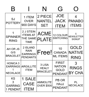 ARTINA'S BINGO 2017 Bingo Card