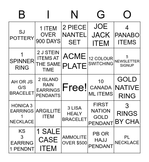 ARTINA'S BINGO 2017 Bingo Card