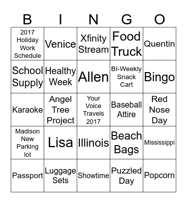 Your Voice Travels  Bingo Card