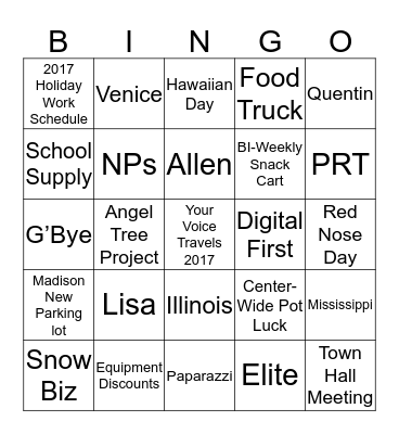Your Voice Travels  Bingo Card