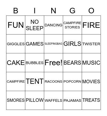 BACKYARD CAMPOUT Bingo Card