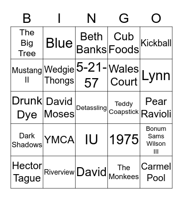 JULIE BINGO Card