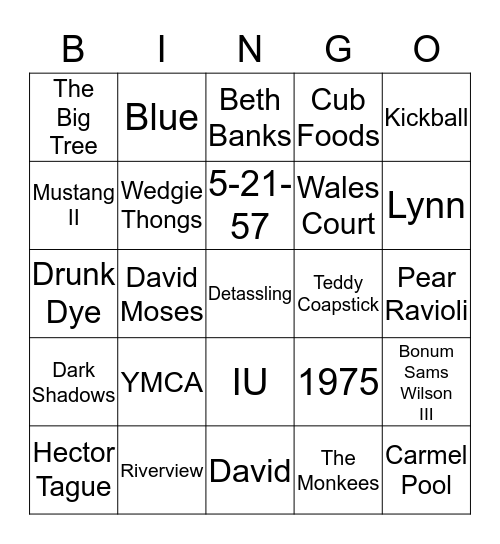 JULIE BINGO Card