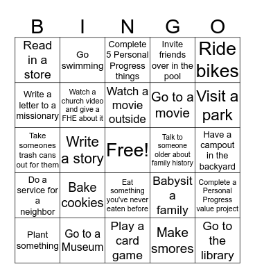 Summer Bingo Card