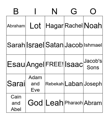 People of Genesis  Bingo Card