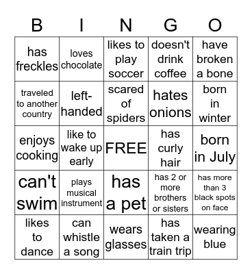 Find someone who... Bingo Card