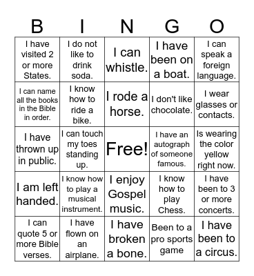 Birthday Bingo Card