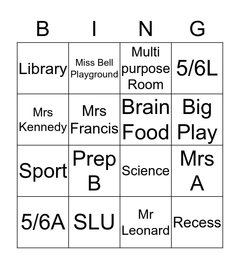 MDPS Buddy Bingo! Bingo Card
