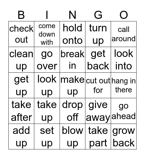 Phrasal Verbs List 5  Bingo Card