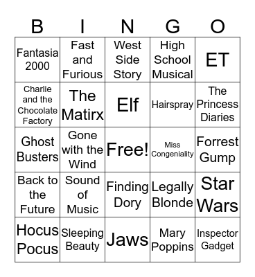 Scene It Bingo Card