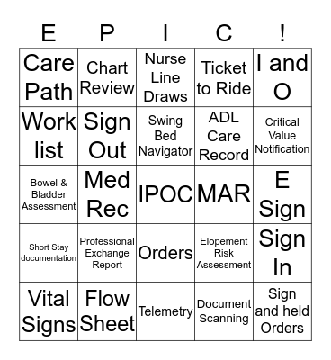 Epic Bingo Card