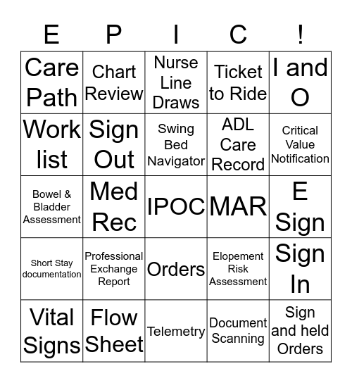 Epic Bingo Card
