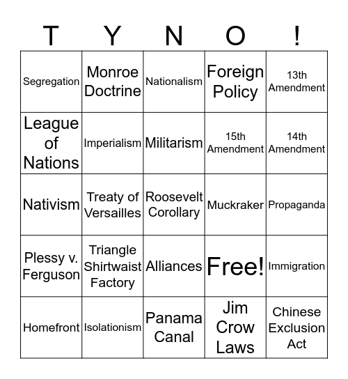 Units 1-4  Bingo Card