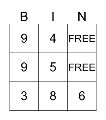 NUMEROS 1 - 10 Bingo Card