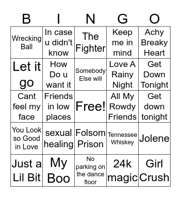 Musical Bingo Card