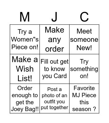 Matilda Jane  Bingo Card