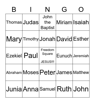 Bible Calling Bingo Card