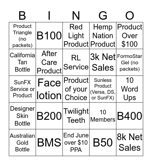 June 2017 Bingo Card