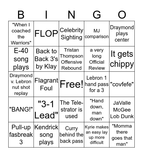 Finals Bingo Card