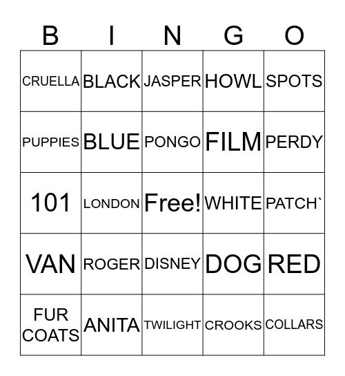 PONGO BING0 Bingo Card