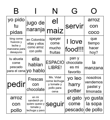 Peter & Kiera Bingo Card