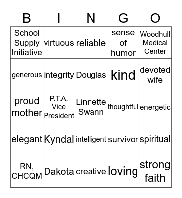 LINNETTE  SWANN Bingo Card