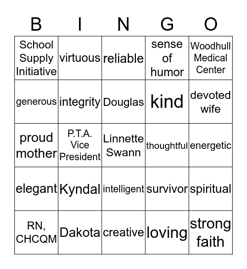 LINNETTE  SWANN Bingo Card