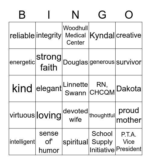 LINNETTE  SWANN  Bingo Card