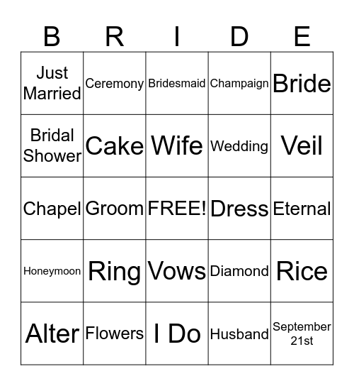 Mr. and Mrs. Clint Thome Bingo Card