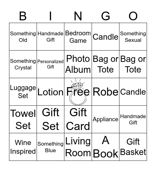 Quiana's Bridal Shower Bingo Card