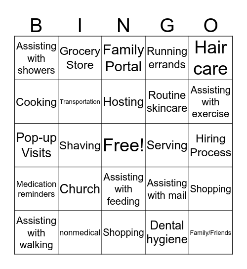 Info Session Bingo Card