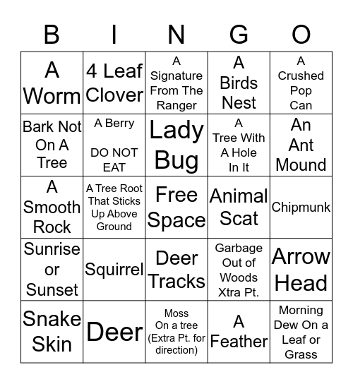 Outdoor Bingo Card