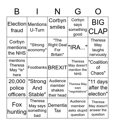 QUESTION TIME: DRINK EVERY TIME... Bingo Card