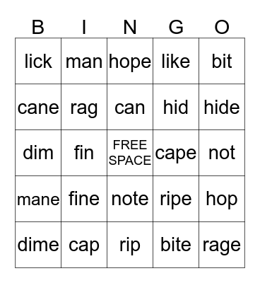 Read! Bingo Card