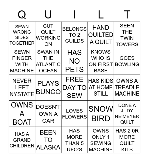 Bus Trip Bingo Card