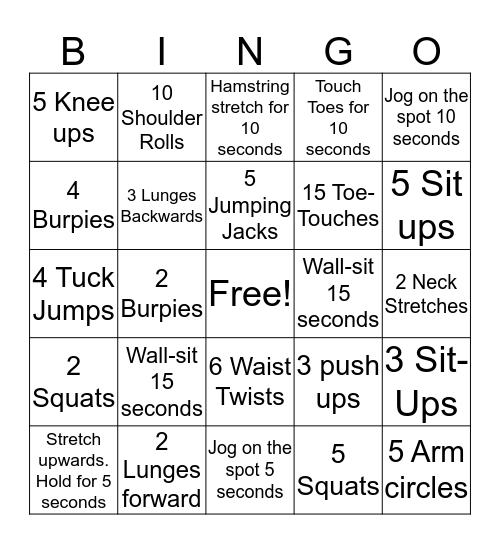 ACTIVE Bingo Card