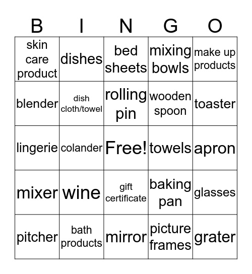 Chloe's Bridal Shower Bingo  Bingo Card