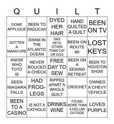 Bus Trip Bingo Card