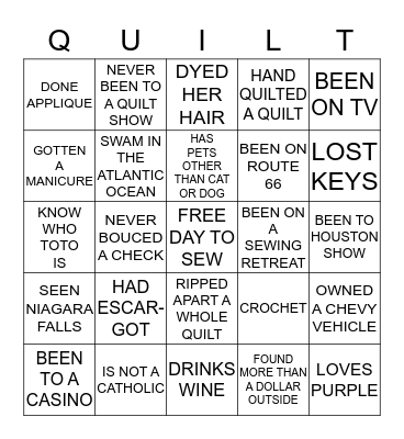 Bus Trip Bingo Card