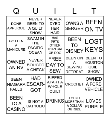 Bus Trip Bingo Card