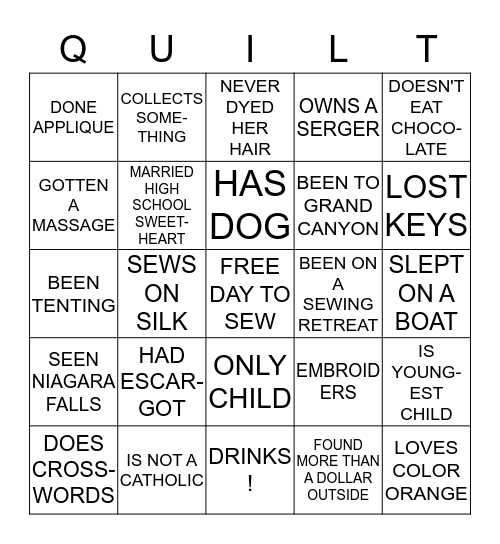 Bus Trip Bingo Card