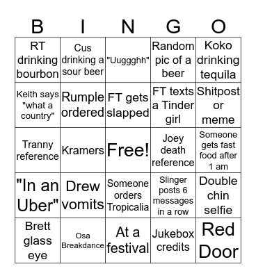 GroupMe Bingo Card