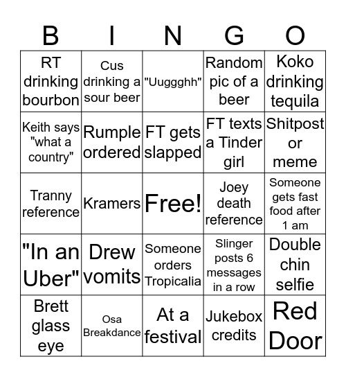 GroupMe Bingo Card