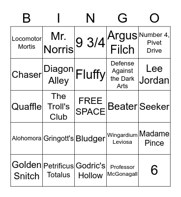 Harry Potter Bingo! Bingo Card