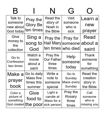 Summer Faith Bingo Card