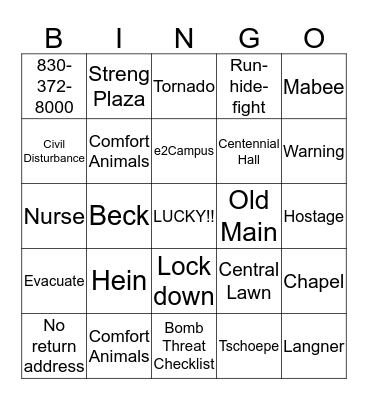 ASC EMERGENCY PREPAREDNESS Bingo Card