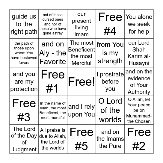 Dua Meaning (first part) Bingo Card