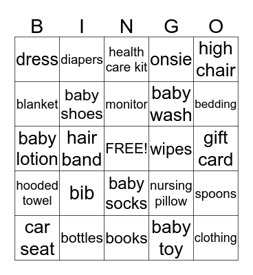 Jessie and Ruben's Baby Shower Bingo! Good Luck! Bingo Card